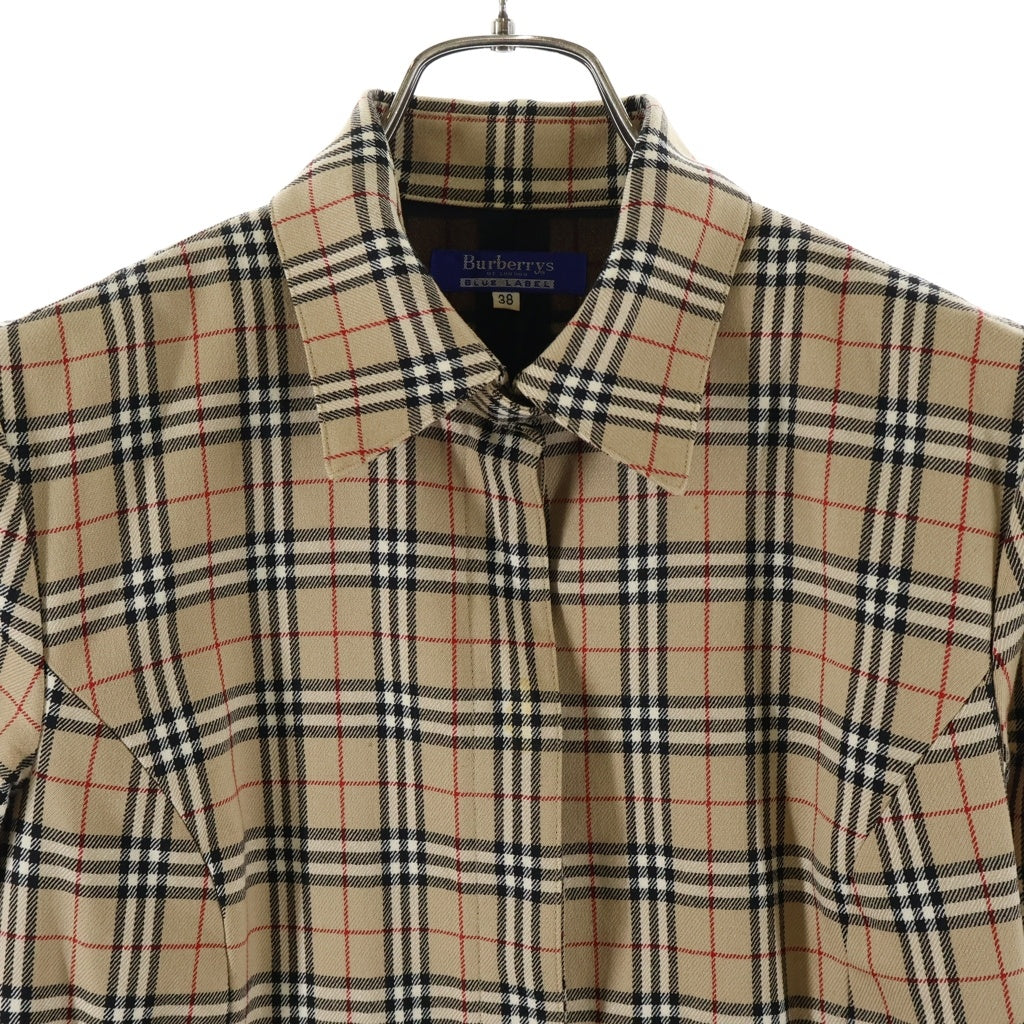 BURBERRY BLUE LABEL(バーバリーブルーレーベル) ノバチェック 七分丈 シャツワンピース ベージュ #38 FMF70-507 レディース