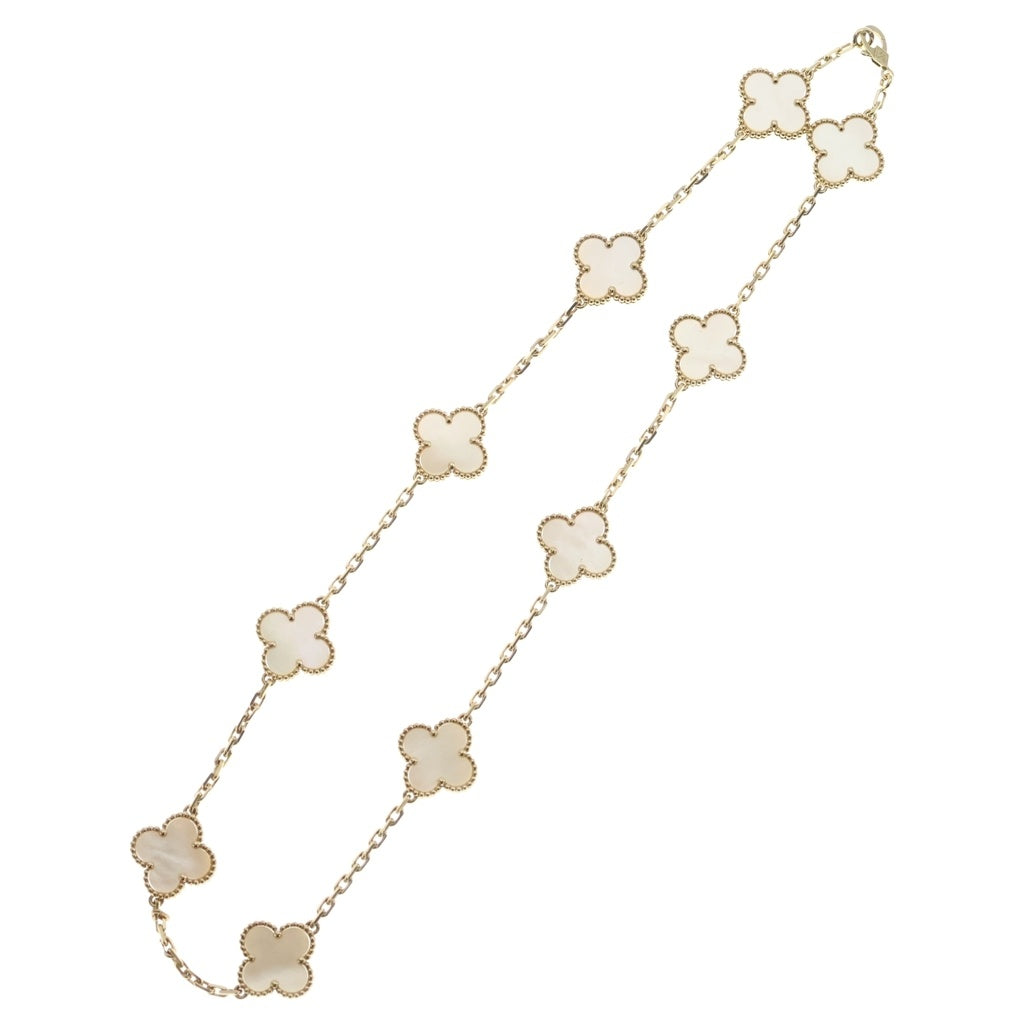 Van Cleef & Arpels(ヴァンクリーフアンドアーペル) ヴィンテージアルハンブラ 10モチーフ マザーオブパール ネックレス Au750 イエローゴールド VCARA42800 レディース