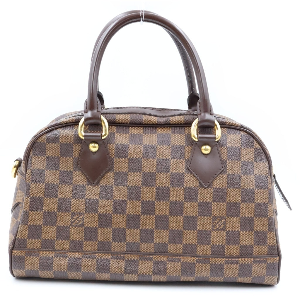 LOUIS VUITTON(ルイヴィトン) ダミエ ドゥオモ ハンドバッグ ボストンバッグ ブラウン レザー×PVC N60008 ゴールド金具