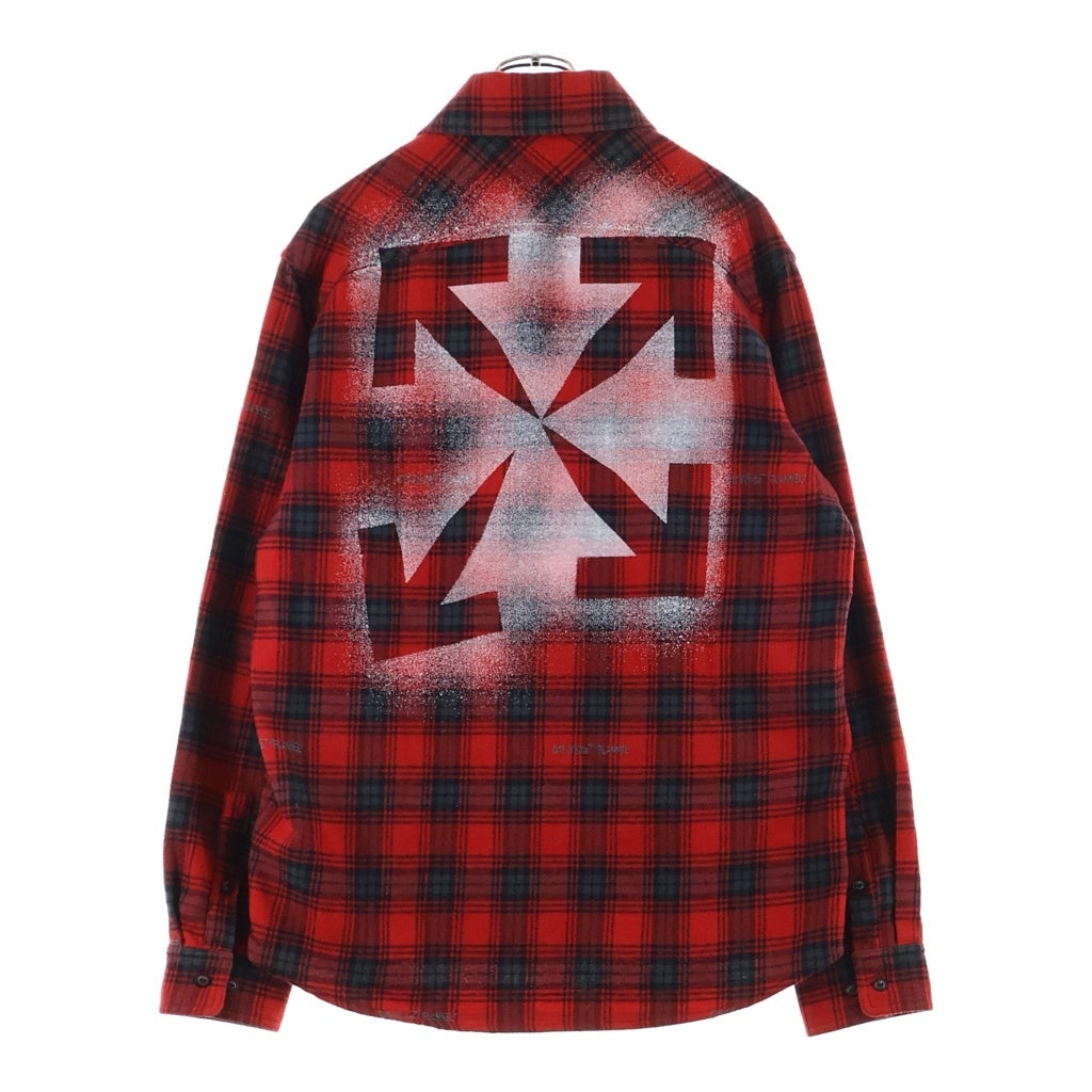 OFF-WHITE(オフホワイト) 20AW STENCIL FLANNEL CHECK SHIRT ステンシル アロー チェック フランネルシャツ レッド #L OMGA133E20FAB001