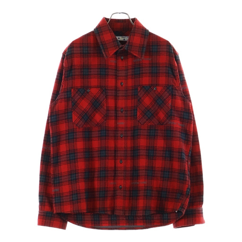 OFF-WHITE(オフホワイト) 20AW STENCIL FLANNEL CHECK SHIRT ステンシル アロー チェック フランネルシャツ レッド #L OMGA133E20FAB001