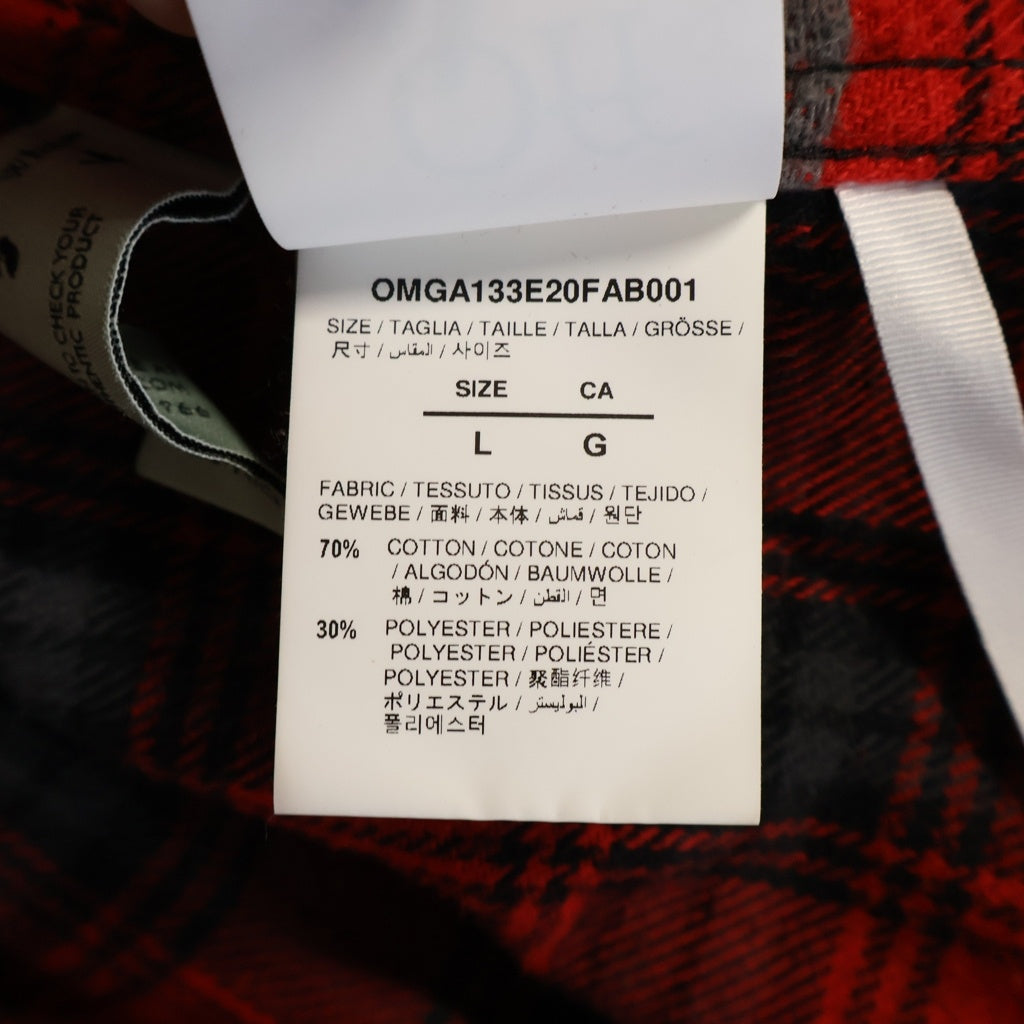 OFF-WHITE(オフホワイト) 20AW STENCIL FLANNEL CHECK SHIRT ステンシル アロー チェック フランネルシャツ レッド #L OMGA133E20FAB001