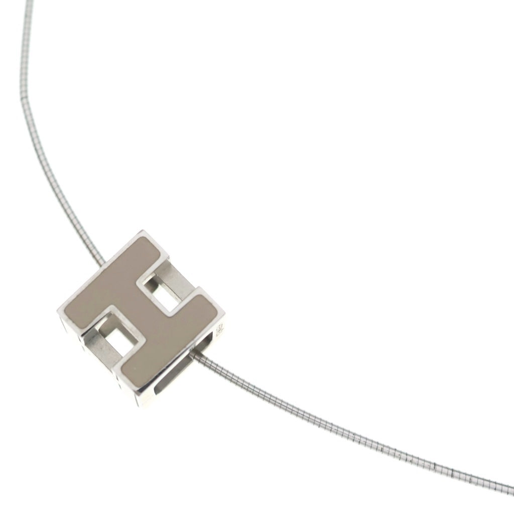 HERMES(エルメス) Hキューブ ネックレス ペンダント ベージュ×シルバー カージュドアッシュ レディース