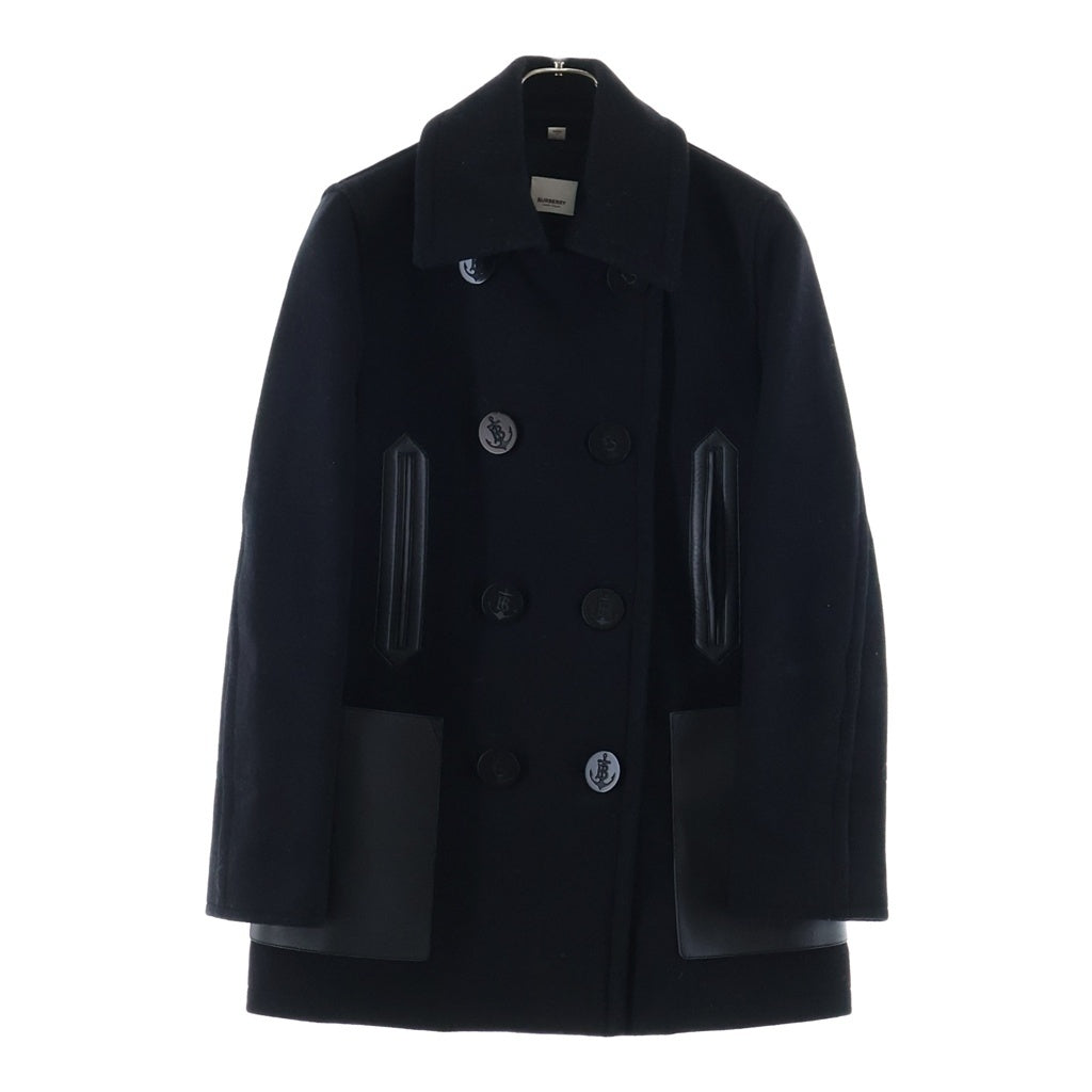 BURBERRY(バーバリー) ステンカラー コート ウール レザー ブラック レディース