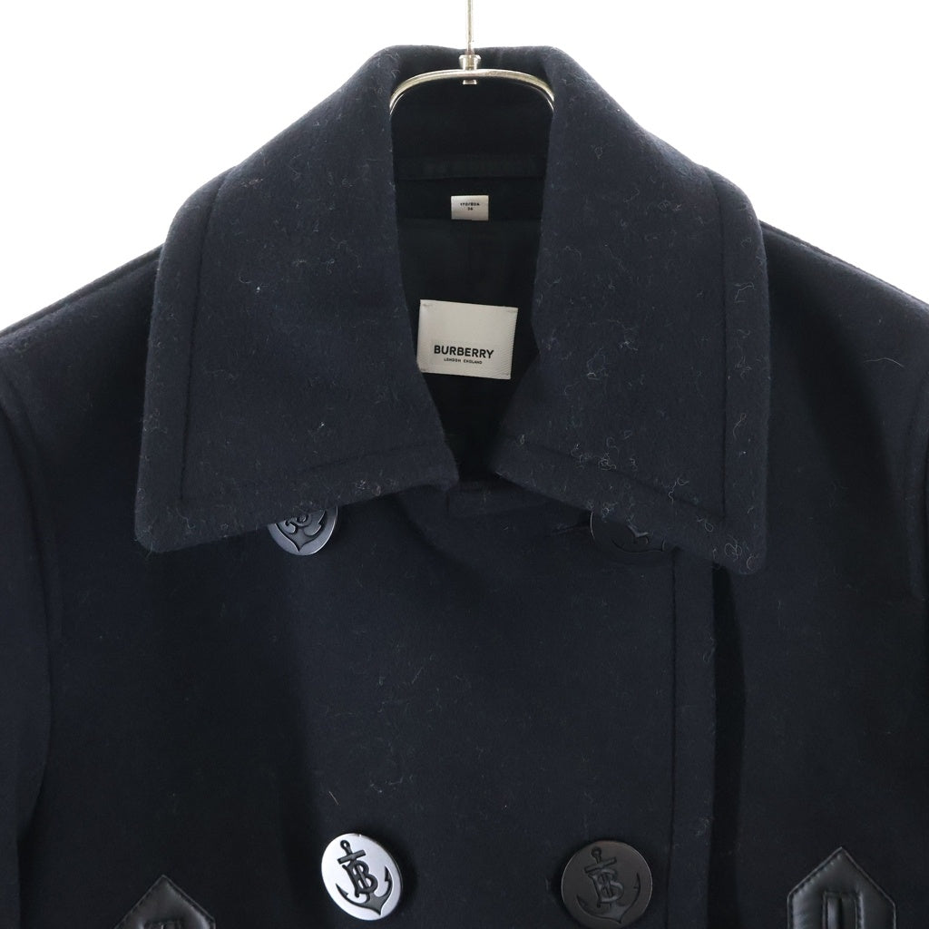 BURBERRY(バーバリー) ステンカラー コート ウール レザー ブラック レディース