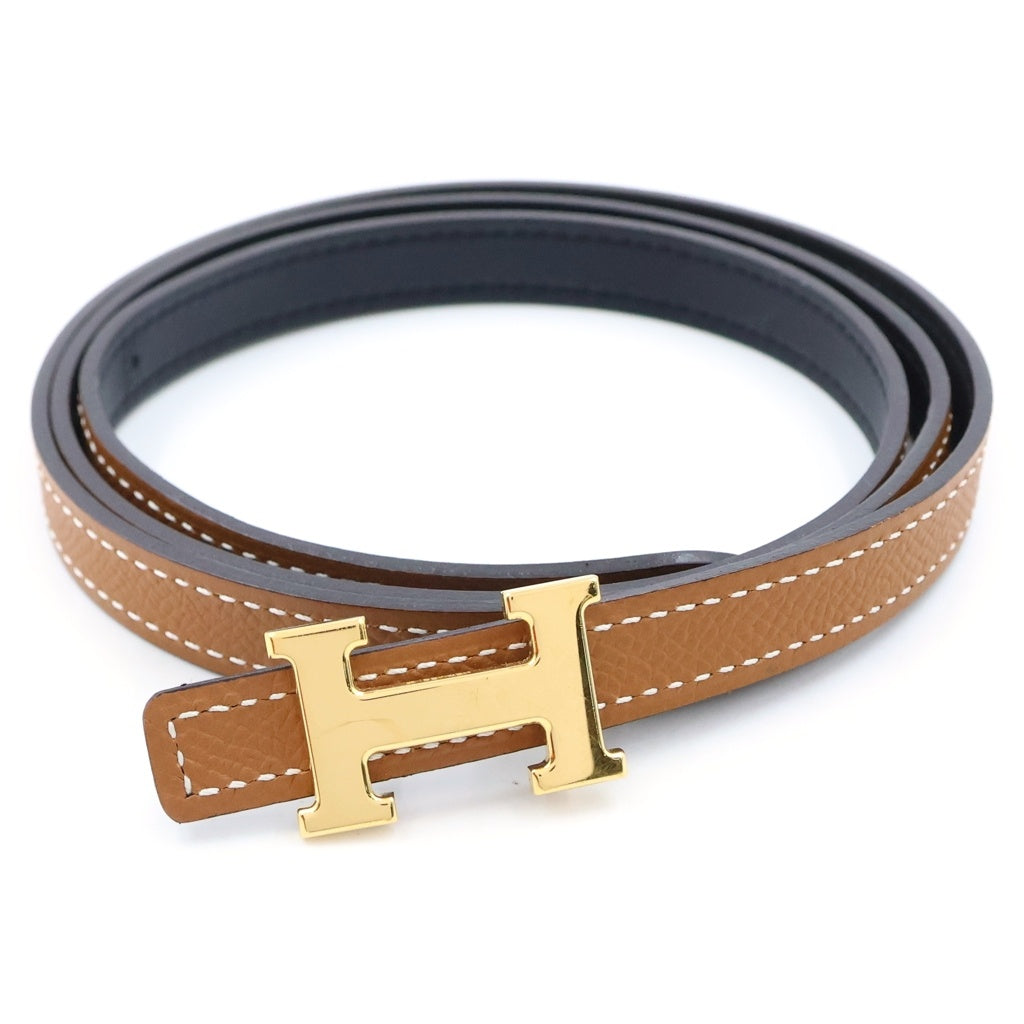 HERMES(エルメス) ミニミニ コンスタンス Hベルト ヴォーエプソン ヴォースイフト ゴールド金具 K刻印 ゴールド/ブラック レディース