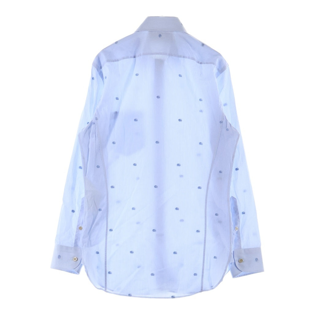 GUCCI(グッチ) GGマーモント ミケーレ期 コットン ストライプロングスリーブシャツ ライトブルー 673494
