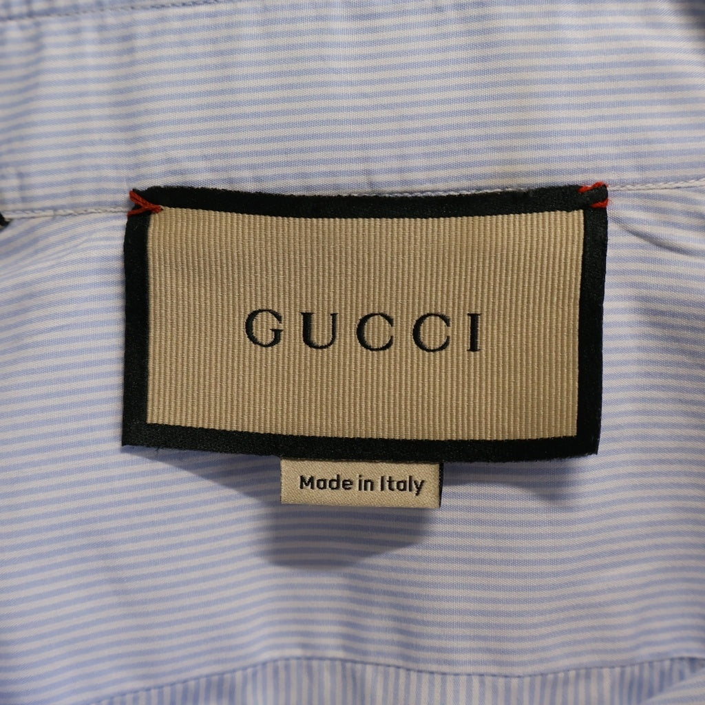 GUCCI(グッチ) GGマーモント ミケーレ期 コットン ストライプロングスリーブシャツ ライトブルー 673494