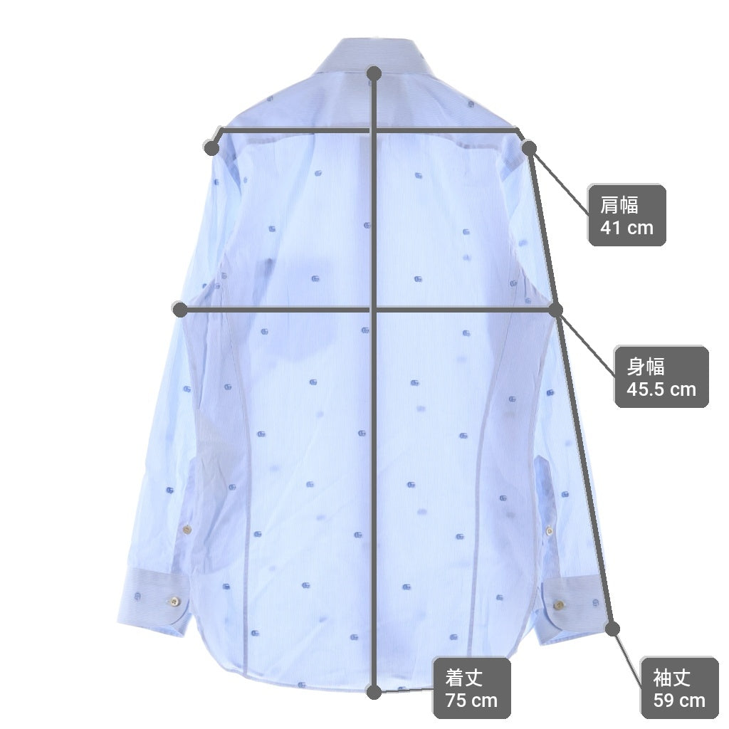 GUCCI(グッチ) GGマーモント ミケーレ期 コットン ストライプロングスリーブシャツ ライトブルー 673494