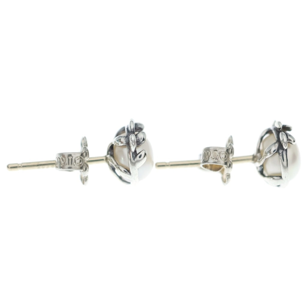 TIFFANY & Co.(ティファニー) オリーブリーフ パール ピアス シルバー×ホワイト Ag925 レディース