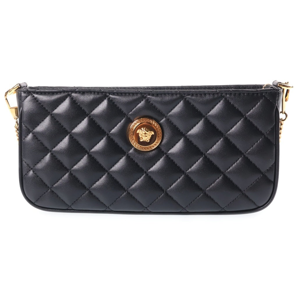VERSACE(ヴェルサーチ) メドゥーサ チェーン ショルダーバッグ ミニバッグ ブラック レザー ゴールド金具 レディース