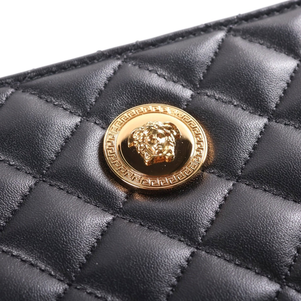 VERSACE(ヴェルサーチ) メドゥーサ チェーン ショルダーバッグ ミニバッグ ブラック レザー ゴールド金具 レディース
