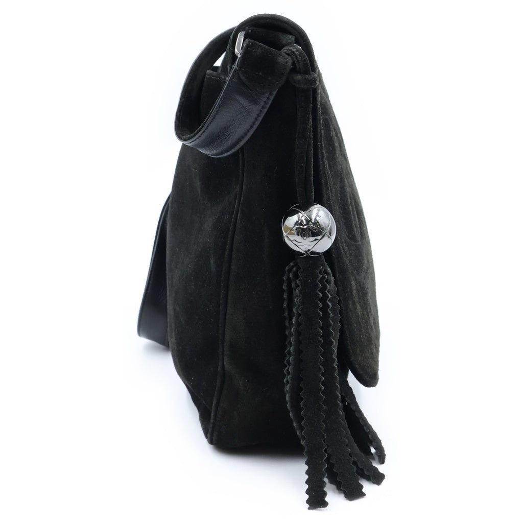 CHANEL(シャネル) トリプルココ タッセル ショルダーバッグ ブラック スエード シルバー金具 シール有 2番台 A3253524 レディース
