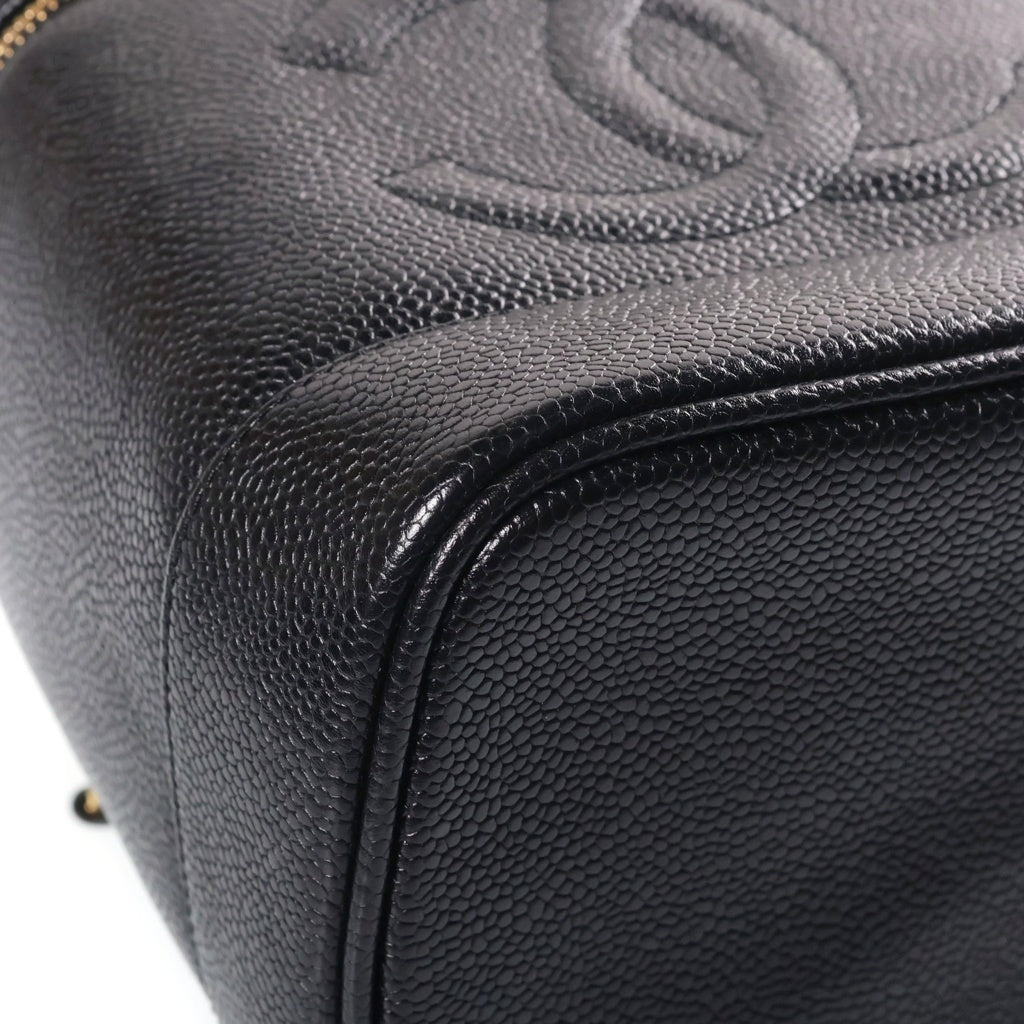 CHANEL(シャネル) ココマーク キャビアスキン ゴールド金具 バニティバッグ ハンドバッグ ポーチ 3番台 ブラック A01998 レディース