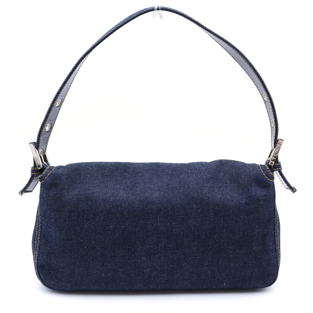 FENDI(フェンディ) マンマバケット ワン ショルダーバッグ シルバー金具 デニム ブルー レディース