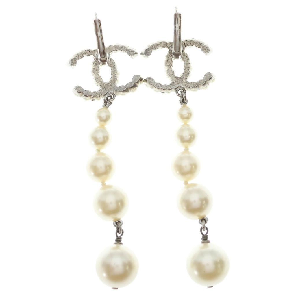 CHANEL(シャネル) ココマーク パール ロング ピアス フェイクパール シルバー A14P レディース