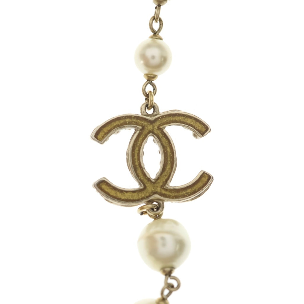 CHANEL(シャネル) ココマーク ロングネックレス フェイクパール A11A ホワイト/ゴールド レディース