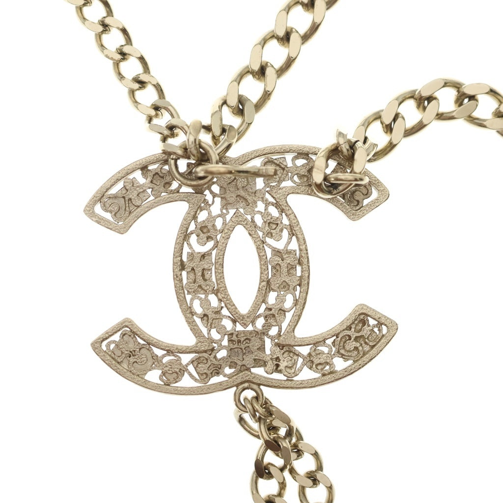 CHANEL(シャネル) ココマーク ロング ネックレス ラインストーン 06A ゴールド/ピンク レディース