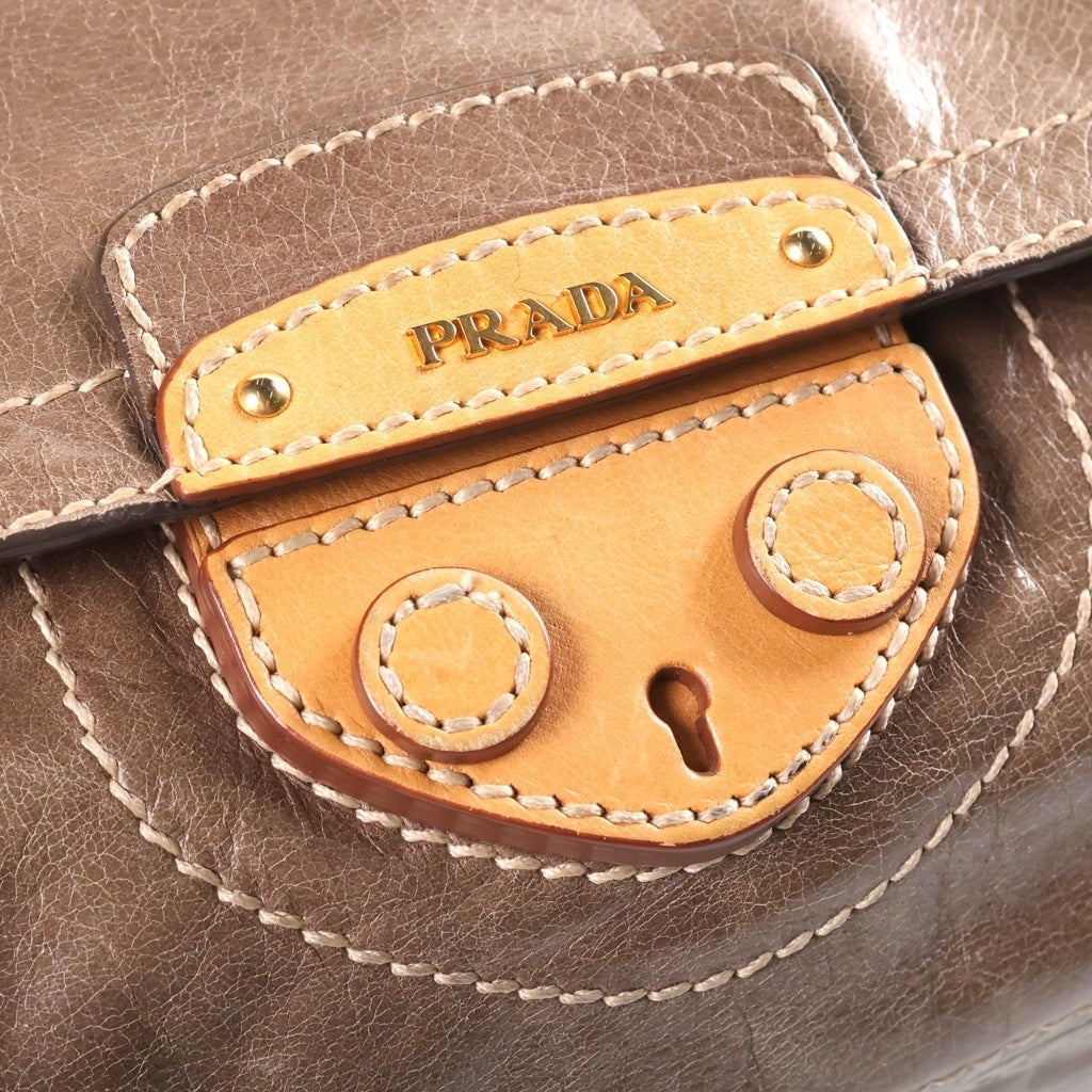 PRADA(プラダ) チェーン ショルダーバッグ ヴィッテロシャイン グレージュ BR4657 レディース