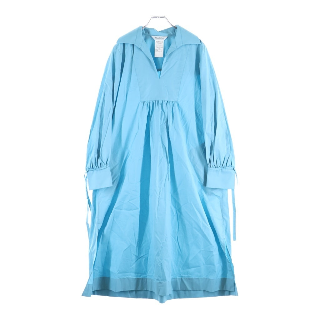 Max Mara(マックスマーラ) スキッパー ギャザー フレアワンピース ライトブルー #36 23122114326 レディース