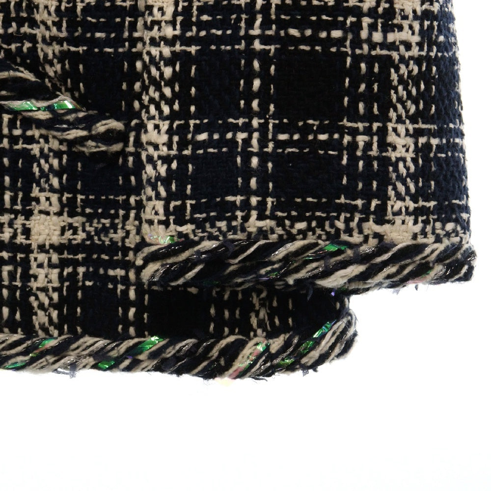 CHANEL(シャネル) ツイードジャケット ホログラムテープ ネイビー×ホワイト ツイード #38 P58787