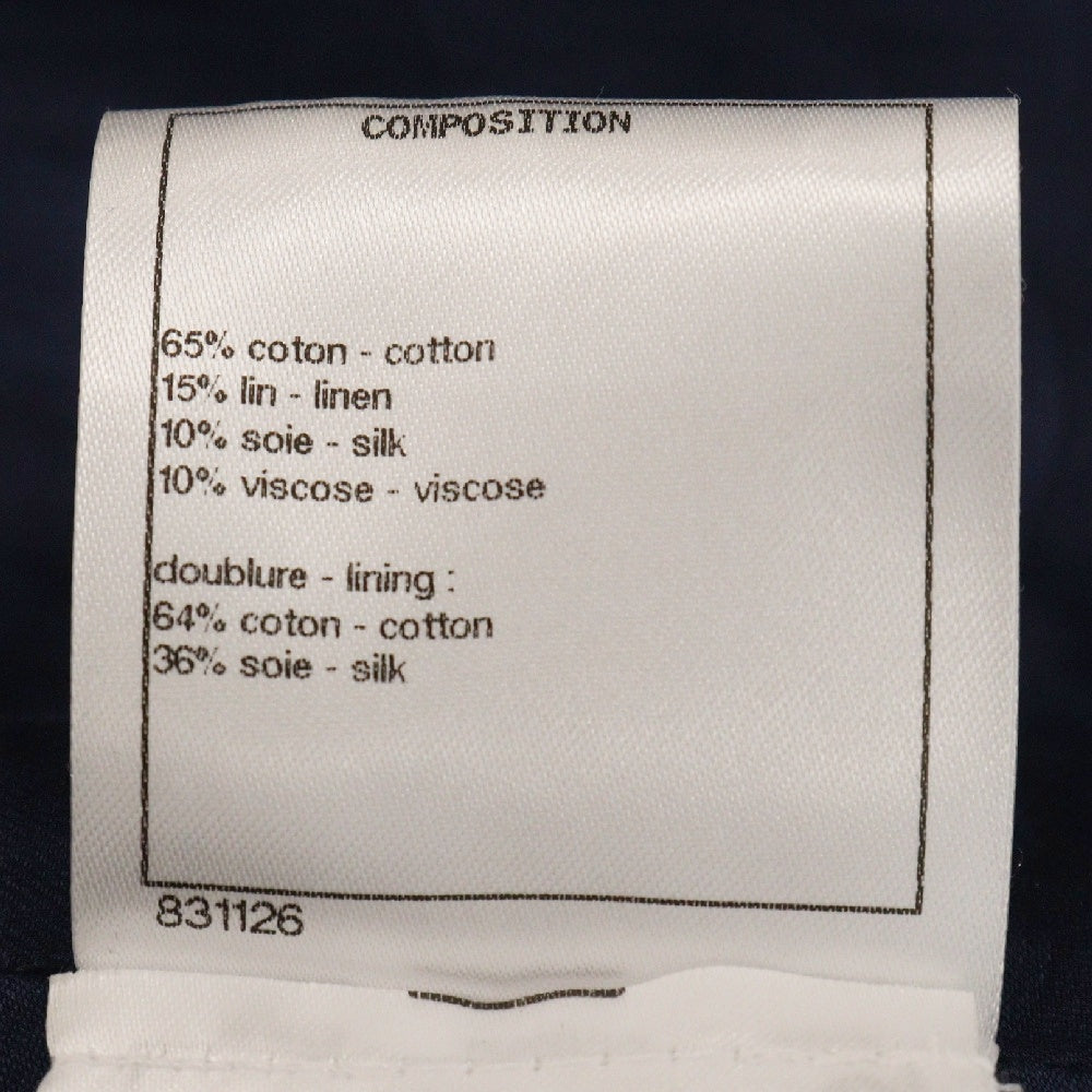 CHANEL(シャネル) ツイードジャケット ホログラムテープ ネイビー×ホワイト ツイード #38 P58787