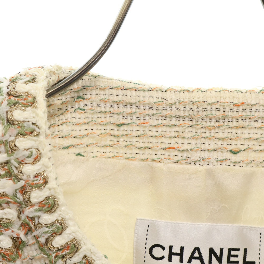 CHANEL(シャネル) ココマークボタン ツイードノーカラージャケット ホワイト レディース P57894V43785