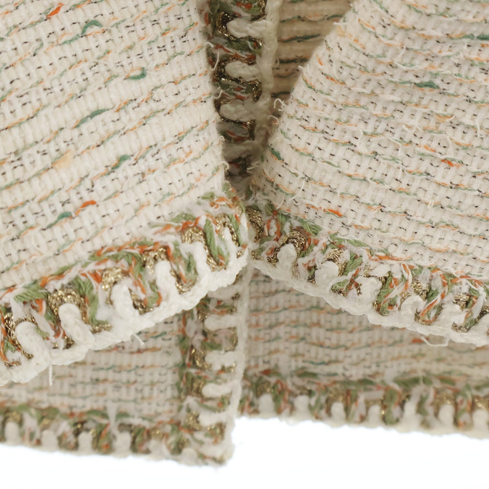 CHANEL(シャネル) ココマークボタン ツイードノーカラージャケット ホワイト レディース P57894V43785