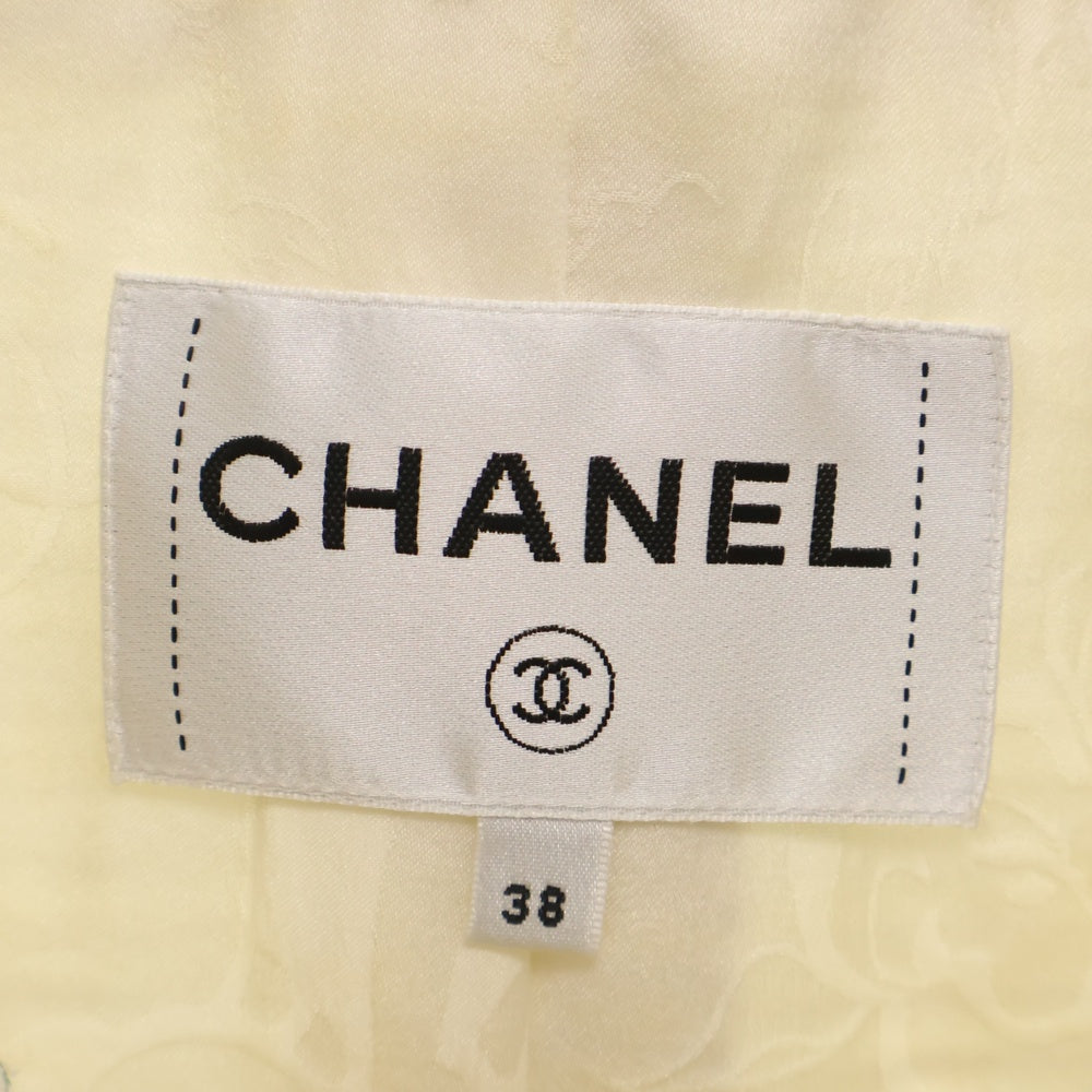 CHANEL(シャネル) ココマークボタン ツイードノーカラージャケット ホワイト レディース P57894V43785