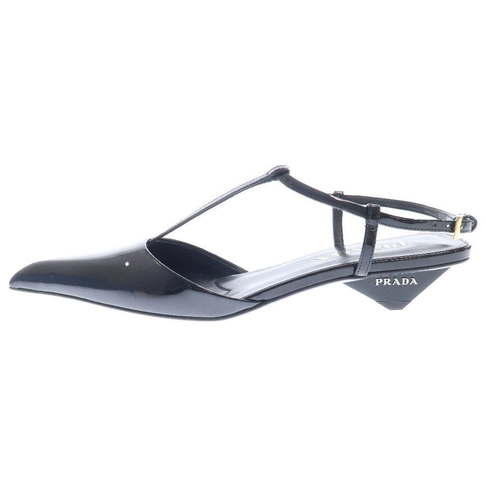 PRADA(プラダ) ブラック パテントレザー スリングバックパンプス ブラック レディース 1I535N