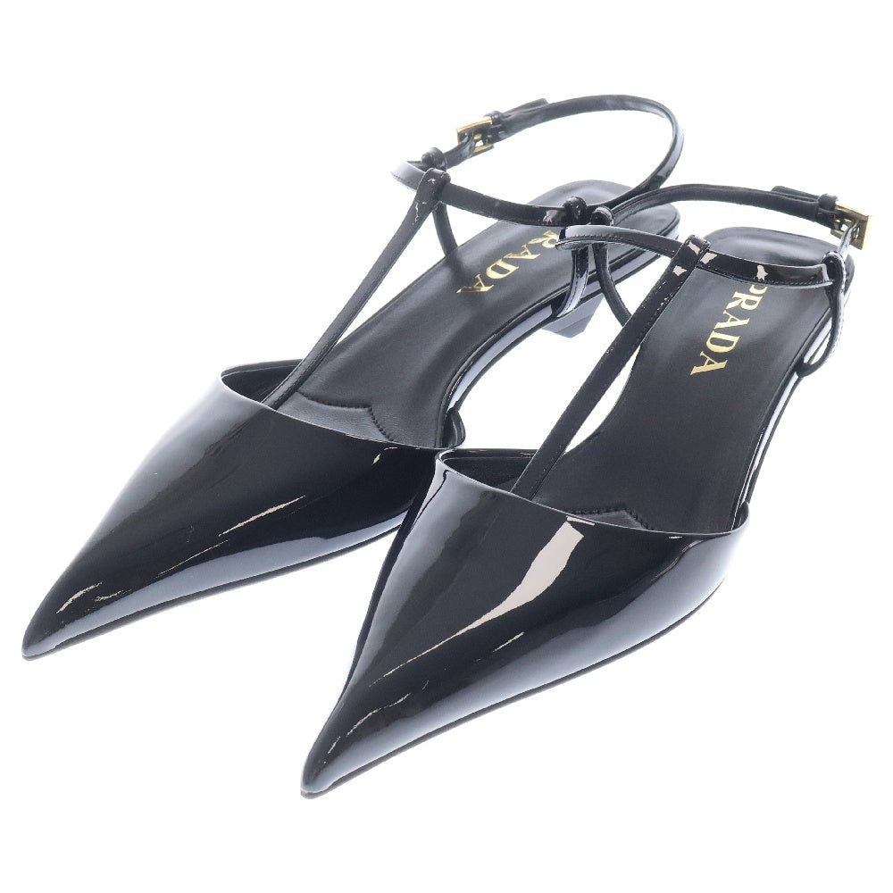 PRADA(プラダ) ブラック パテントレザー スリングバックパンプス ブラック レディース 1I535N