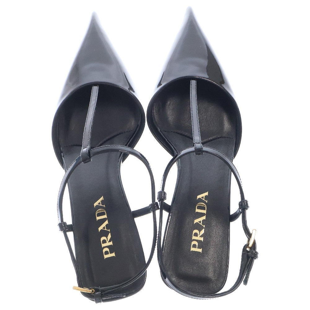 PRADA(プラダ) ブラック パテントレザー スリングバックパンプス ブラック レディース 1I535N