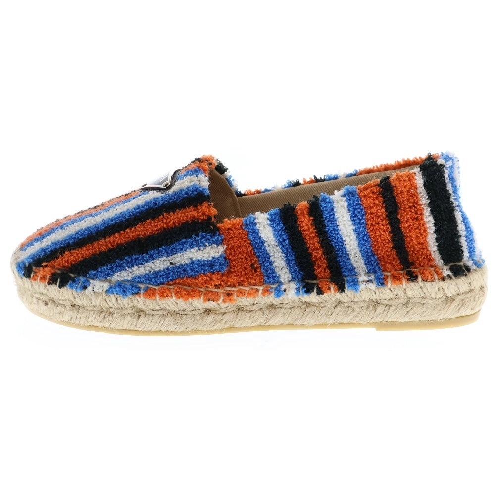 PRADA(プラダ) 22SS テリークロス エスパドリーユ ロゴトライアングルプレート フラットシューズ スリッポン マルチ 1S840M