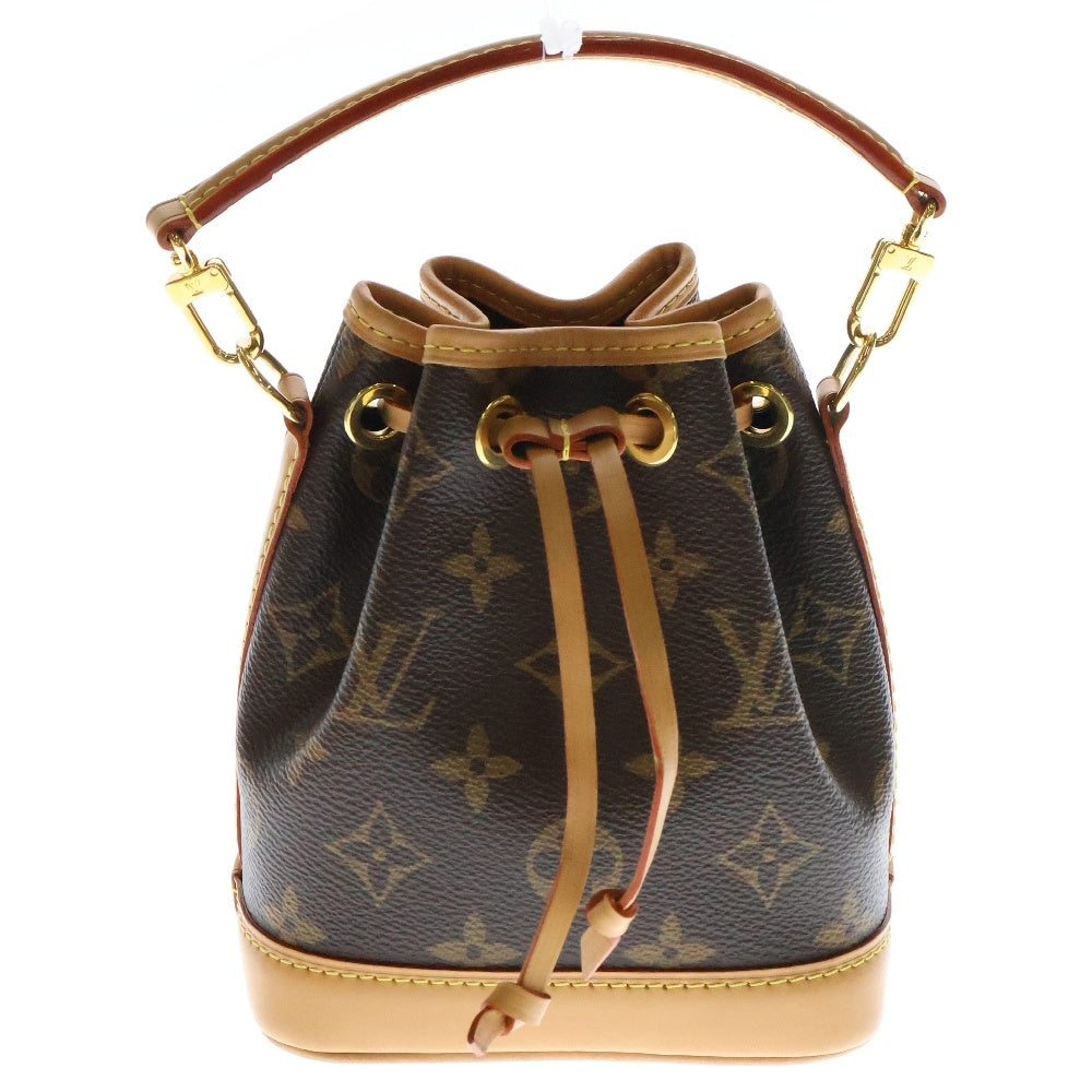 LOUIS VUITTON(ルイヴィトン) モノグラム ナノ ノエ ショルダーバッグ 斜め掛けバッグ ミニバッグ ブラウン ゴールド金具 レザー×PVC M81266