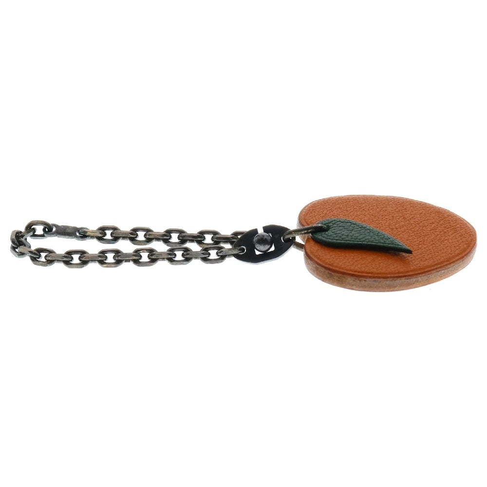 HERMES(エルメス) チャーム アプリコット オレンジ レザー キーホルダー アクセサリー