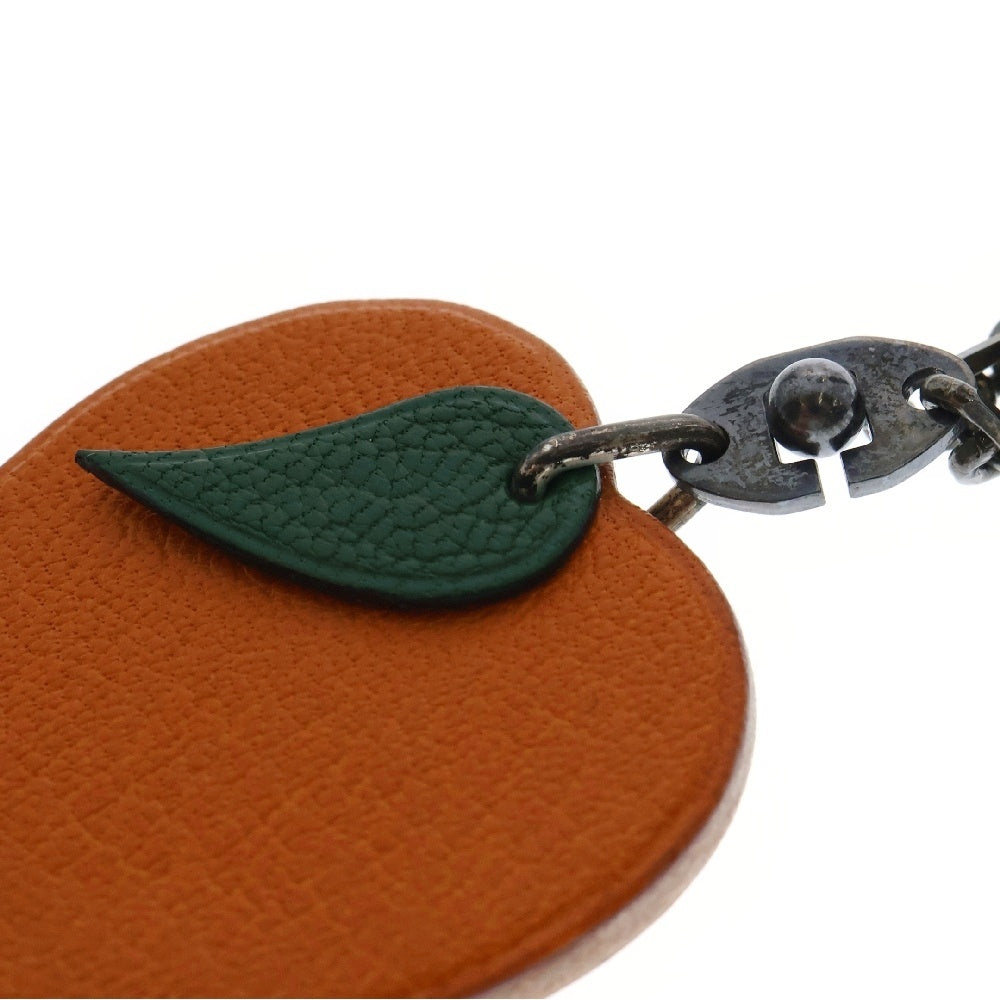 HERMES(エルメス) チャーム アプリコット オレンジ レザー キーホルダー アクセサリー