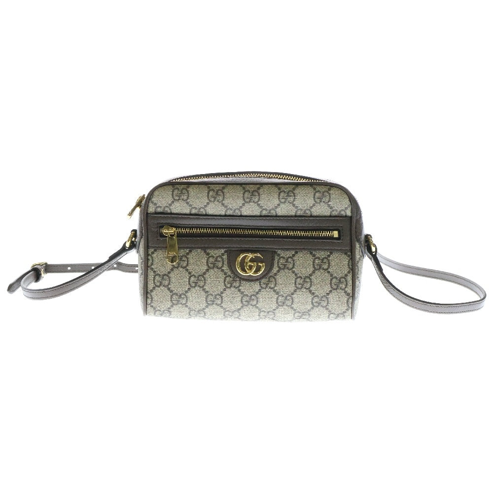 GUCCI(グッチ) GGスプリーム スーパーミニショルダー ベージュ×ブラウン レザー ゴールド金具 772311