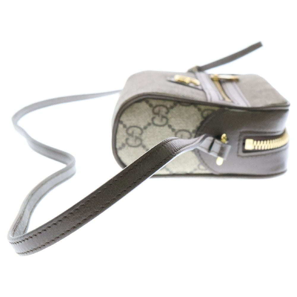 GUCCI(グッチ) GGスプリーム スーパーミニショルダー ベージュ×ブラウン レザー ゴールド金具 772311