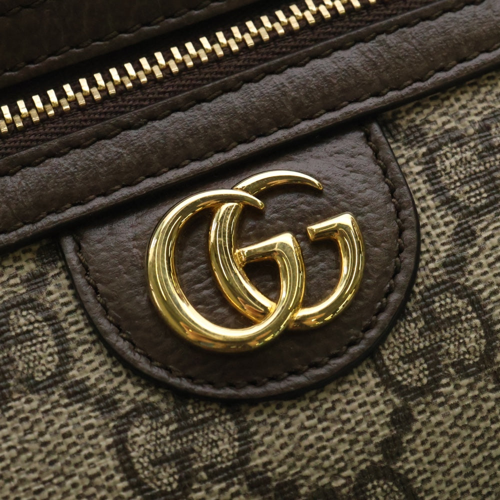 GUCCI(グッチ) GGスプリーム スーパーミニショルダー ベージュ×ブラウン レザー ゴールド金具 772311