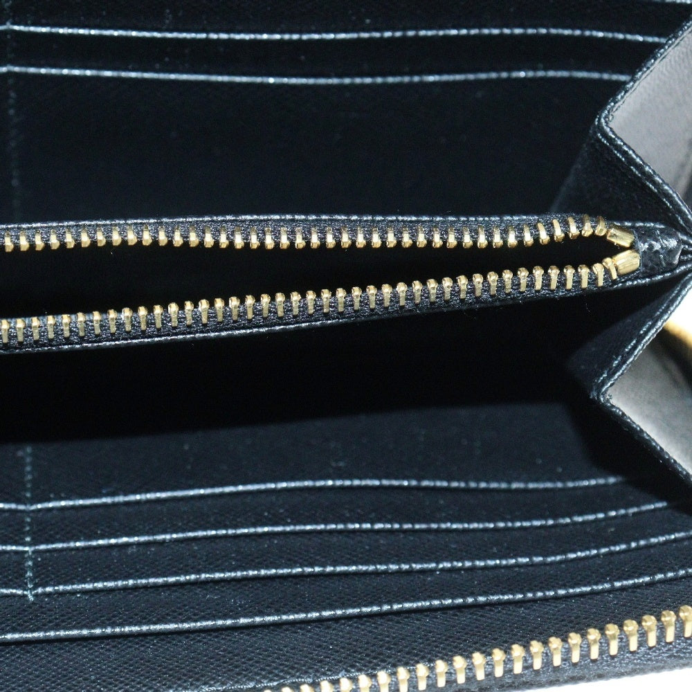 PRADA(プラダ) サフィアーノ 三角ロゴ ラウンドジップ ウォレット 長財布 ブラック レザー ゴールド金具 1ML506