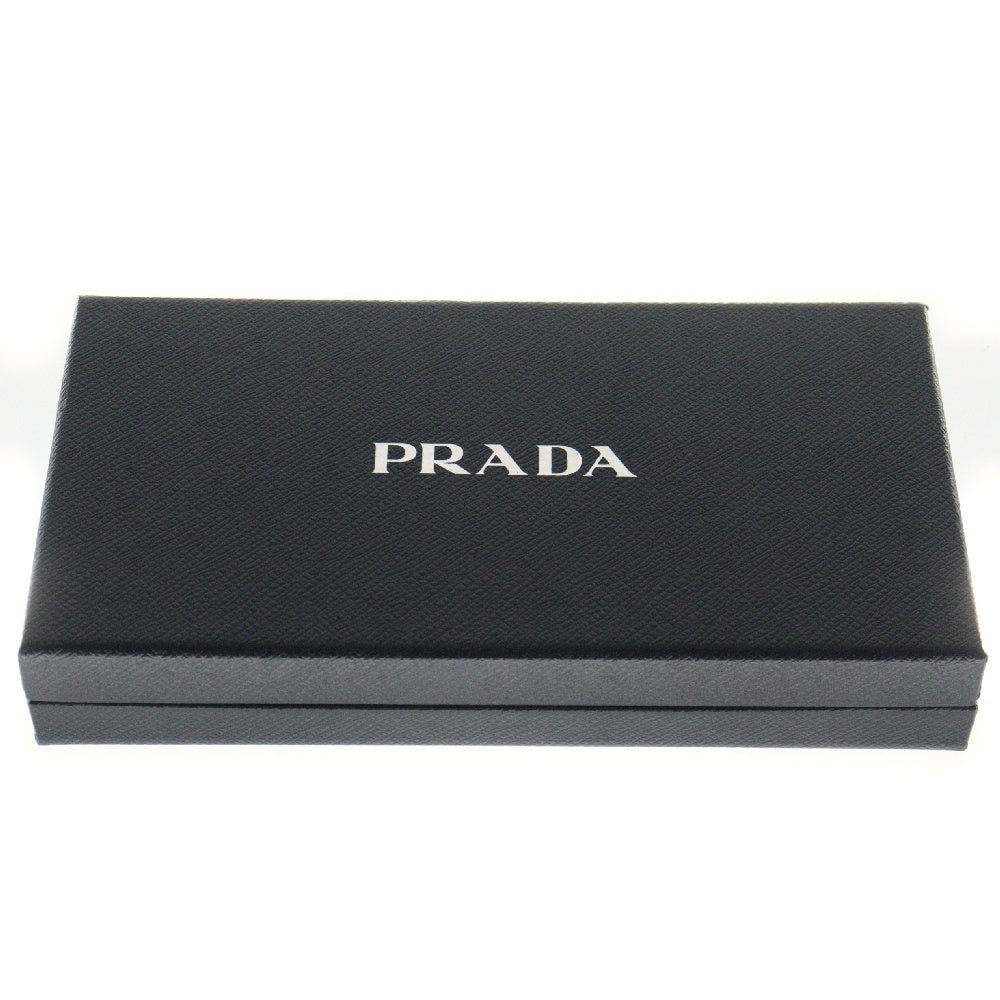 PRADA(プラダ) サフィアーノ 三角ロゴ ラウンドジップ ウォレット 長財布 ブラック レザー ゴールド金具 1ML506