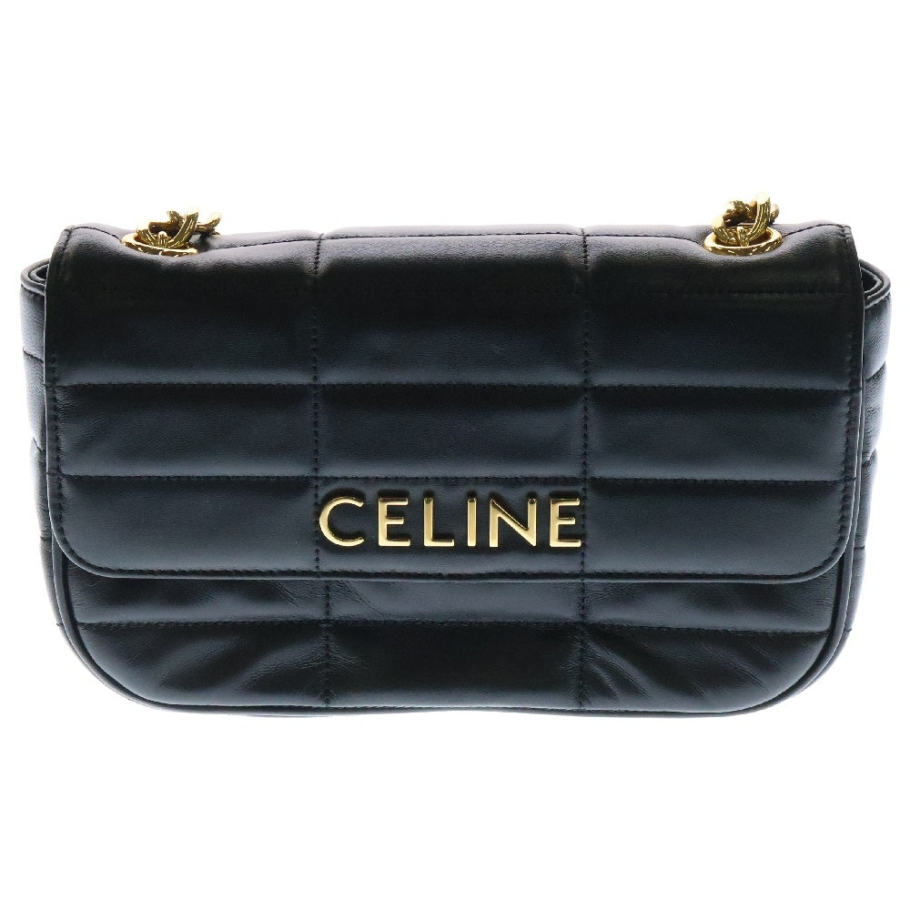 CELINE(セリーヌ) マトラッセ モノクローム チェーンショルダーバック ブラック ゴールド金具 カーフレザー 111273EPZ