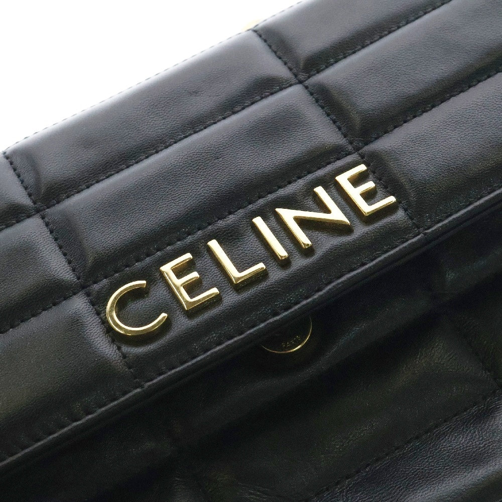 CELINE(セリーヌ) マトラッセ モノクローム チェーンショルダーバック ブラック ゴールド金具 カーフレザー 111273EPZ