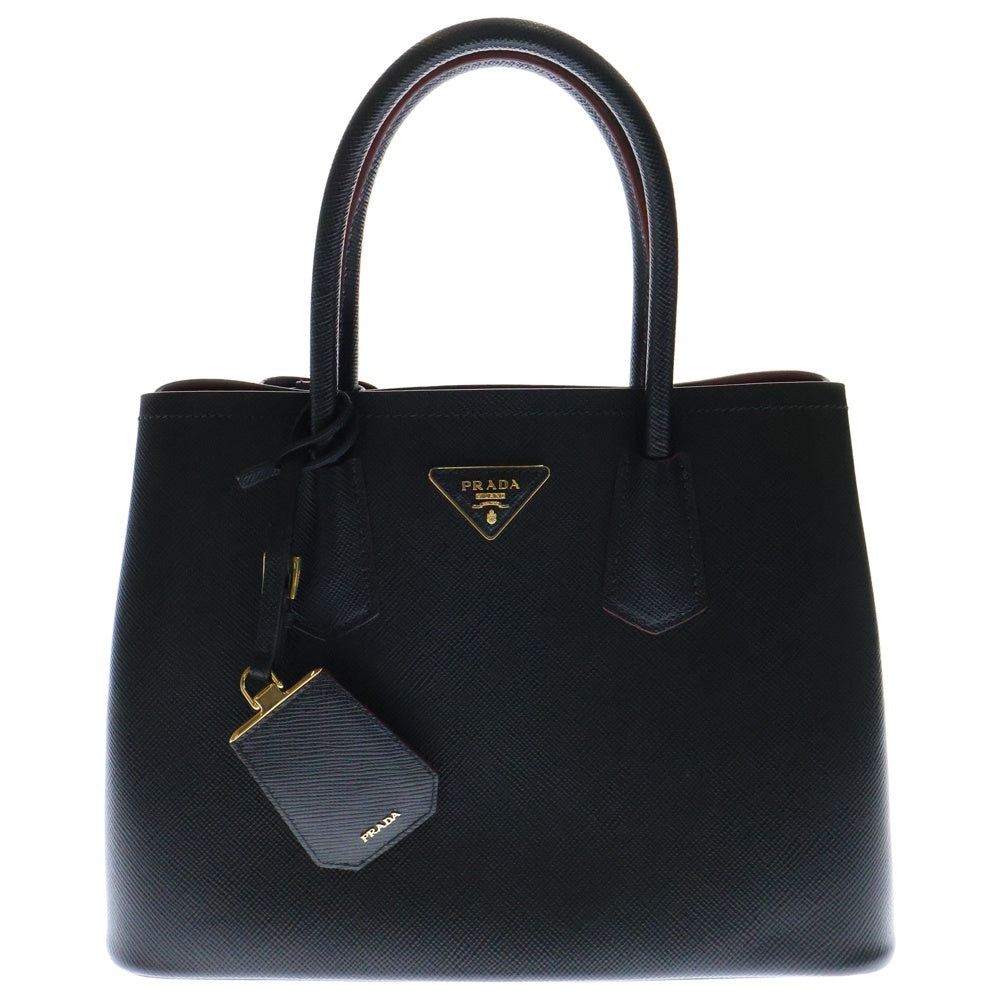 PRADA(プラダ) ドゥーブレ ミディアム サフィアーノ レザー2WAYショルダーバッグ ハンドバッグ ブラック×レッド 1BG887