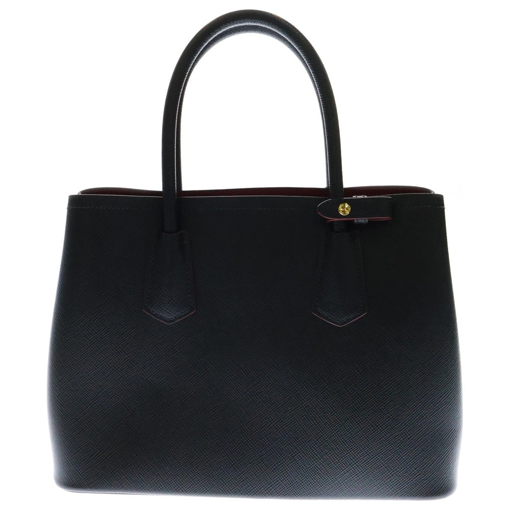 PRADA(プラダ) ドゥーブレ ミディアム サフィアーノ レザー2WAYショルダーバッグ ハンドバッグ ブラック×レッド 1BG887