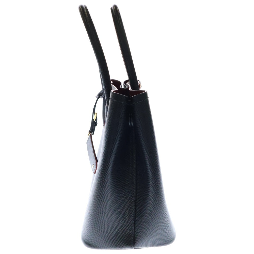 PRADA(プラダ) ドゥーブレ ミディアム サフィアーノ レザー2WAYショルダーバッグ ハンドバッグ ブラック×レッド 1BG887