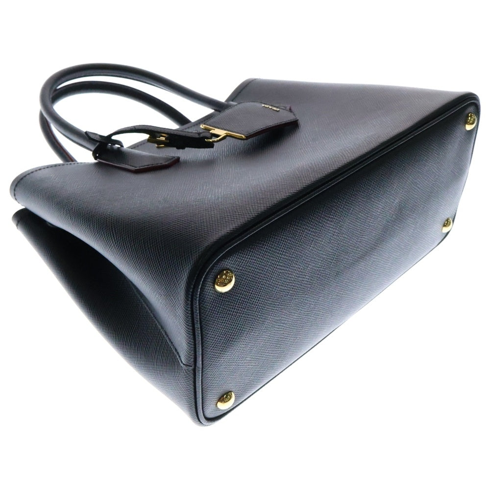 PRADA(プラダ) ドゥーブレ ミディアム サフィアーノ レザー2WAYショルダーバッグ ハンドバッグ ブラック×レッド 1BG887