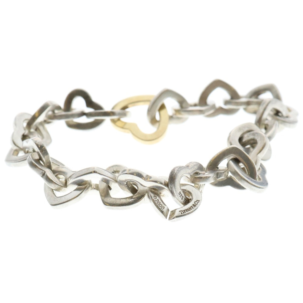 TIFFANY&Co(ティファニー) ハートリンク ブレスレット Au750×Ag925 ゴールド×シルバー アクセサリー
