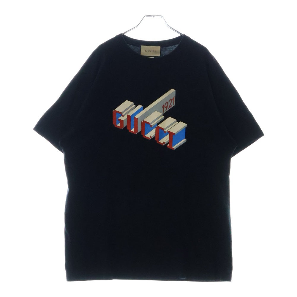 GUCCI(グッチ) 3D 1921Logo プリント Tシャツ ブラック コットン 771758
