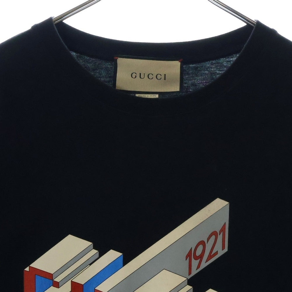 GUCCI(グッチ) 3D 1921Logo プリント Tシャツ ブラック コットン 771758